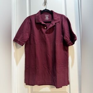 Ll Bean Burgundy Traditional Fit Polo Shirt MedTall Short Sleeve Length 30”